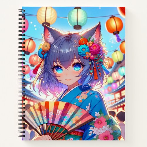 Blossoms and Lanterns Anime Catgirl Festival Notebook