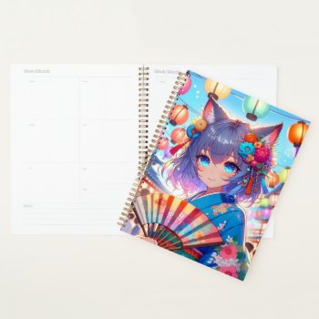 Blossoms And Lanterns: Anime Catgirl Festival  Planner by Ichigo_Creations at Zazzle