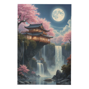 Blossoms and Moonlit Waters Wood Wall Art