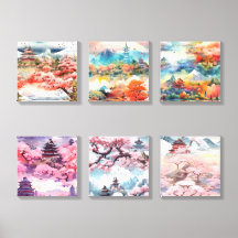 Blossoms and Temples: Canvas Collection