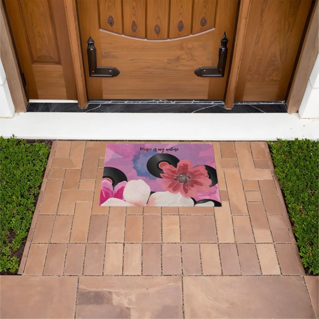 Blossoms and Vinyl  Doormat (Outdoor)