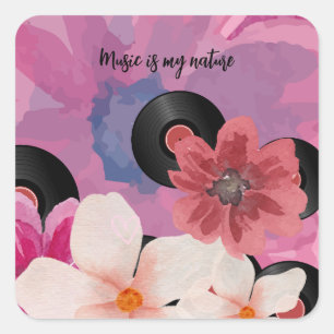 Blossoms and Vinyl Square Sticker