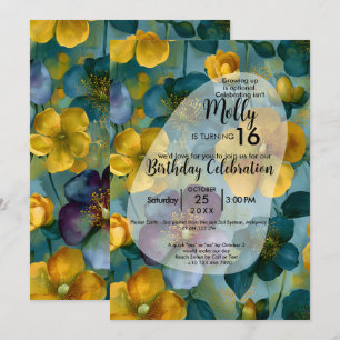 Blossoms at Dawn Colorful Flower Design Invitation