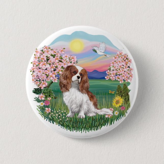 Blossoms - Blenheim Cavalier Pinback Button (Front)