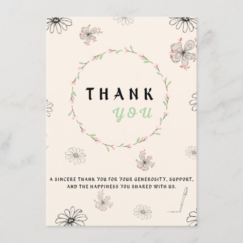Blossoms & Blessing; elegant thank you card