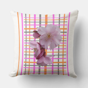 Blossoms Checkered Pattern Cust. Throw Pillow