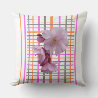 Blossoms Checkered Pattern Cust. Throw Pillow