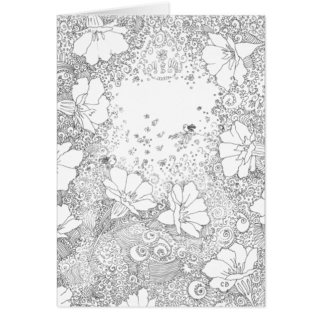 "Blossoms" Custom Coloring Card (Front)