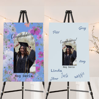 Blossoms Custom Name Graduation Signature Board