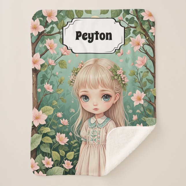 Blossom's Embrace Personalized Sherpa Blanket (Front)