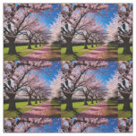 &quot;Blossoms in Bloom: Rows of Cherry Trees in Spring Fabric