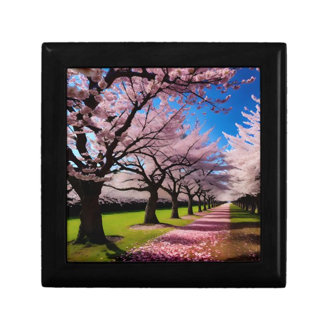 "Blossoms in Bloom: Rows of Cherry Trees in Spring Gift Box (Front)