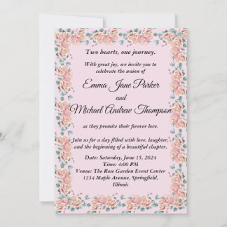 Blossoms of Love: Pink Floral Wedding Invitation