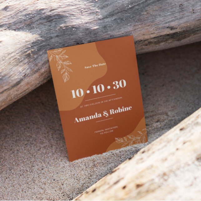 Blossoms of Love : Simple Abstract Leaves Save The Date (Creator Uploaded)