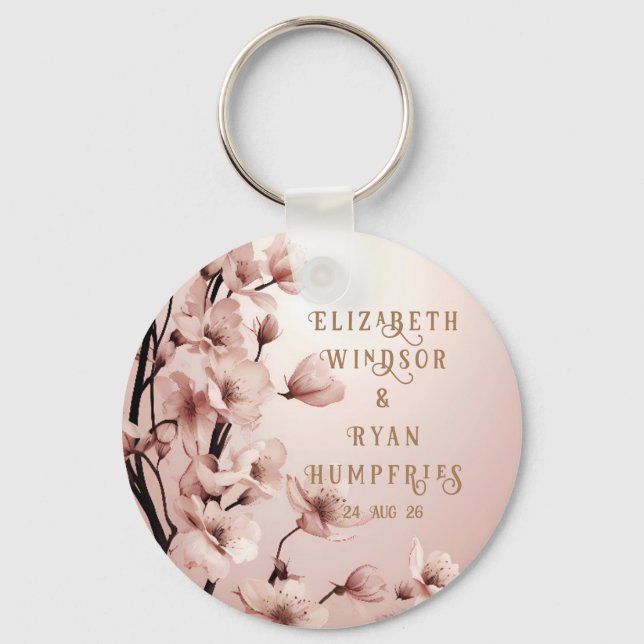 Blossoms of Love" Wedding Invitation Collection Keychain (Front)