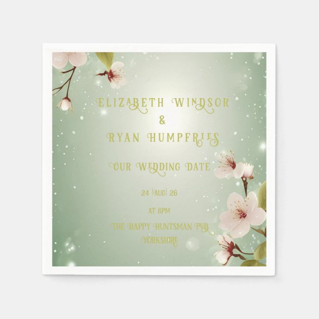 Blossoms of Love" Wedding Invitation Collection Napkins (Front)