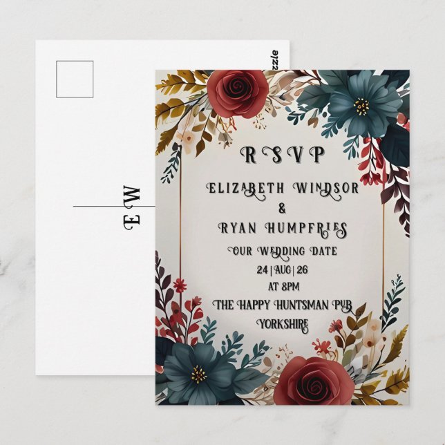 Blossoms of Love" Wedding Invitation Collection Po Postcard (Front/Back)