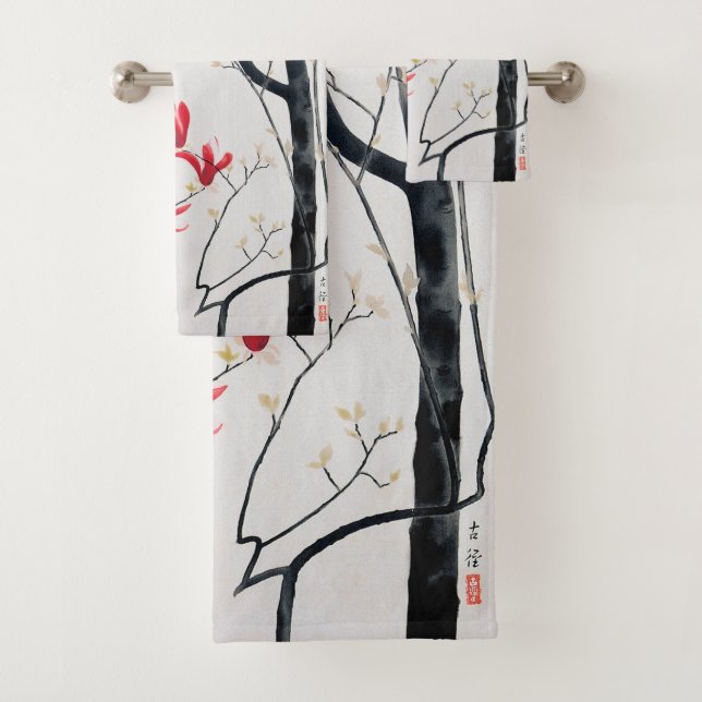 Blossoms of Magnolia Tree, Kobayashi Kokei Bath Towel Set (Insitu)