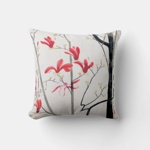 Blossoms of Magnolia Tree, Kobayashi Kokei Throw Pillow