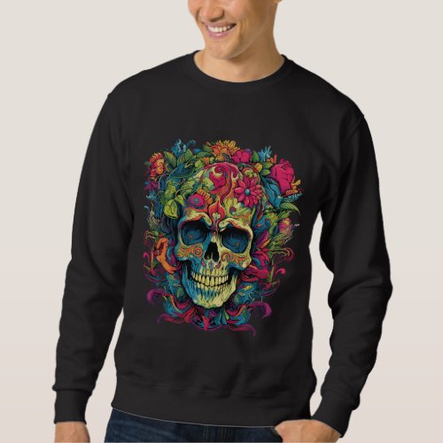Blossoms of Remembrance Sugar Skull Design Sweatshirt