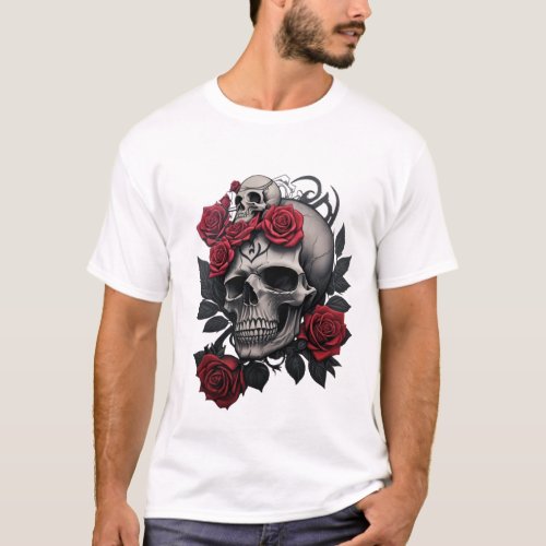 Blossoms of the Macabre Skull Bloom Tee T_Shirt