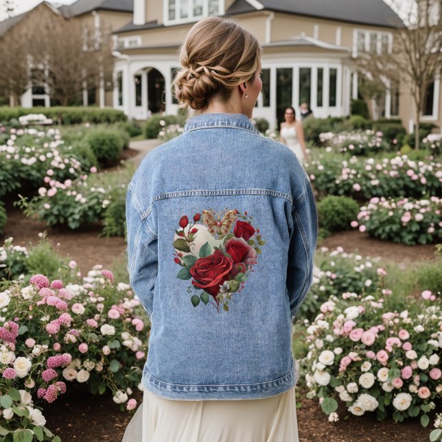Blossoms & Precious Butterfly Denim Jacket (Wedding Back)