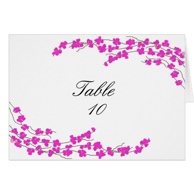 Blossoms Table Seating Card - Magenta (Front Horizontal)