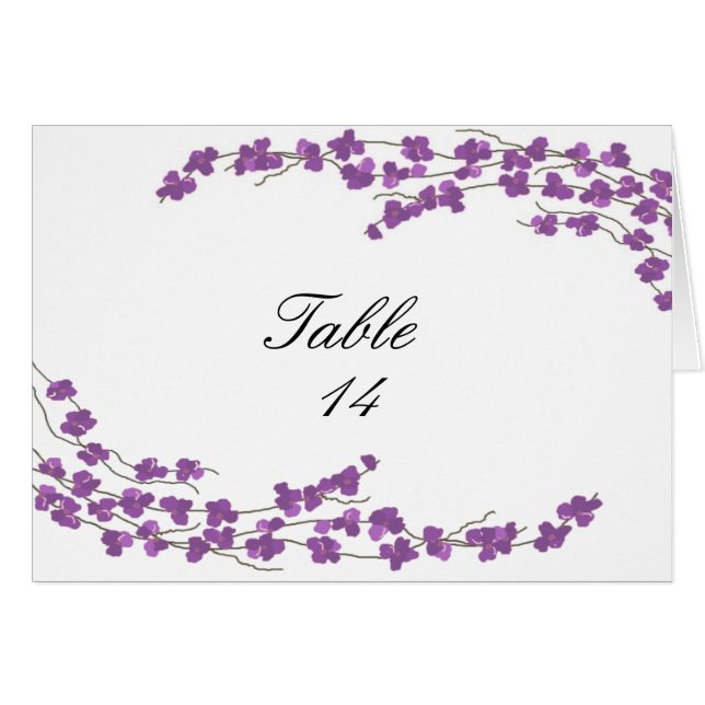 Blossoms Table Seating Card - Purple Blossoms (Front Horizontal)