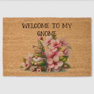 Blossoms Watercolor Garden Gnome Fiber Doormat