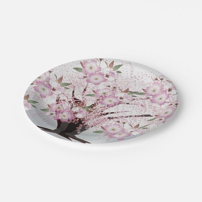 Blossoms White Origami Artwork WEDDING BIRTHDAY Paper Plates (Angled)