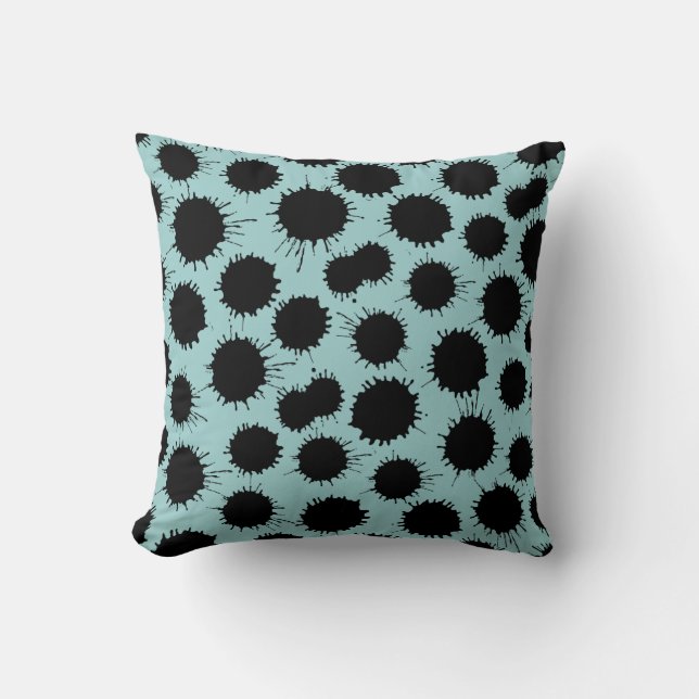 Blot Pattern - Black on Lt Blue Green Throw Pillow (Front)