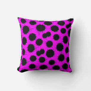 Blot Pattern - Black on Magenta Throw Pillow
