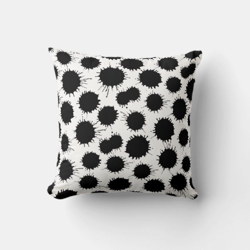 Blot Pattern _ Black on White Throw Pillow