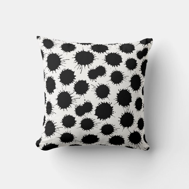 Blot Pattern - Black on White Throw Pillow (Front)