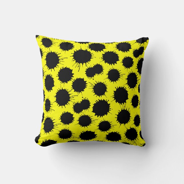 Blot Pattern - Black on Yellow Throw Pillow (Front)