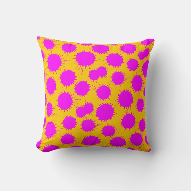 Blot Pattern - Magenta on Amber Throw Pillow (Front)