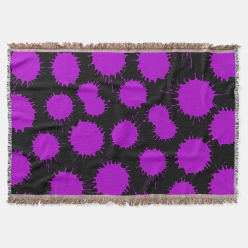 Blot Pattern _ Purple on Black Throw Blanket