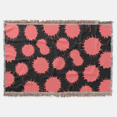 Blot Pattern _ Tropical Pink on Black Throw Blanket