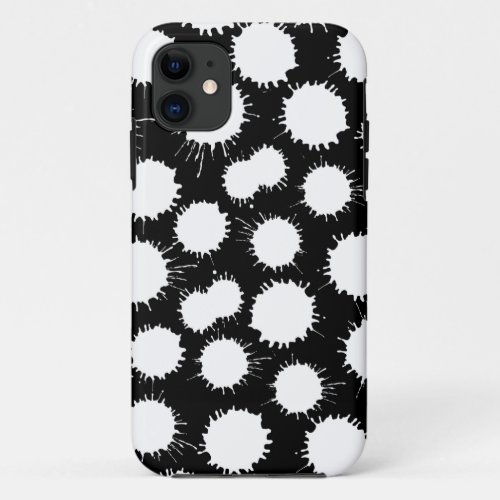 Blot Pattern _ White on Black iPhone 11 Case