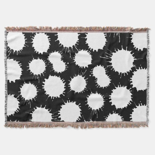 Blot Pattern _ White on Black Throw Blanket