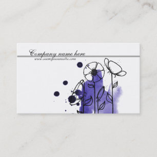 Blotchy flowers, blue business card