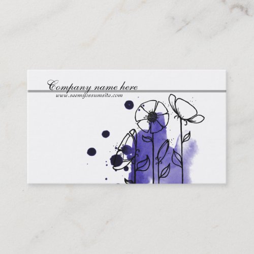 Blotchy flowers, blue business card templates