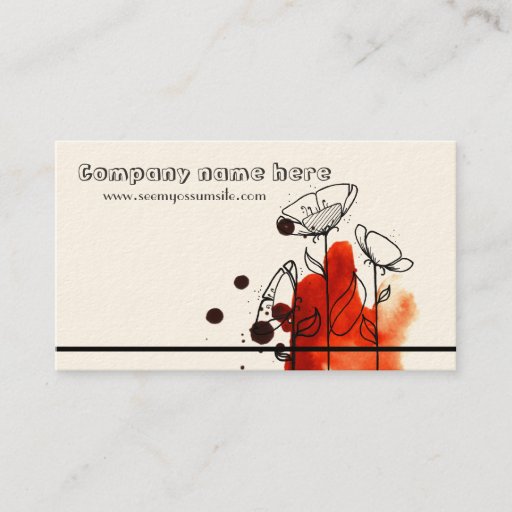 Customizable Blotchy flowers, red business cards