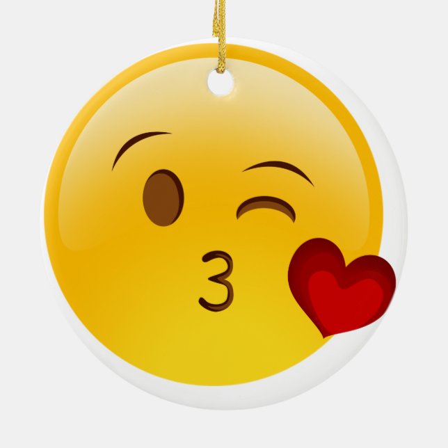 Blow a kiss emoji Double-Sided ceramic christmas Ornament (Back)