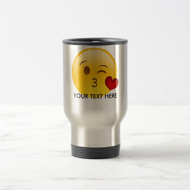 Blow a kiss emoji mug - add your own text (Center)
