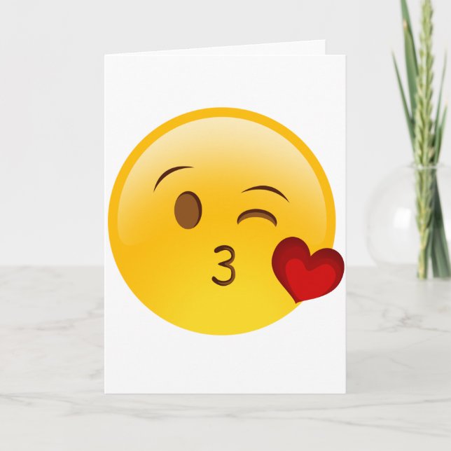 Blow a kiss emoji sticker card (Front)