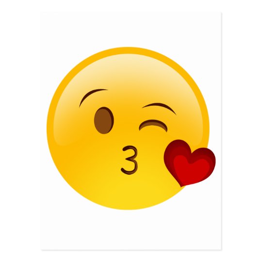 Blow a kiss emoji sticker postcard