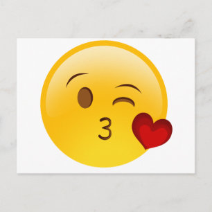 Blow a kiss emoji sticker postcard