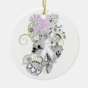 Blow Away Breast Cancer Ceramic Ornament