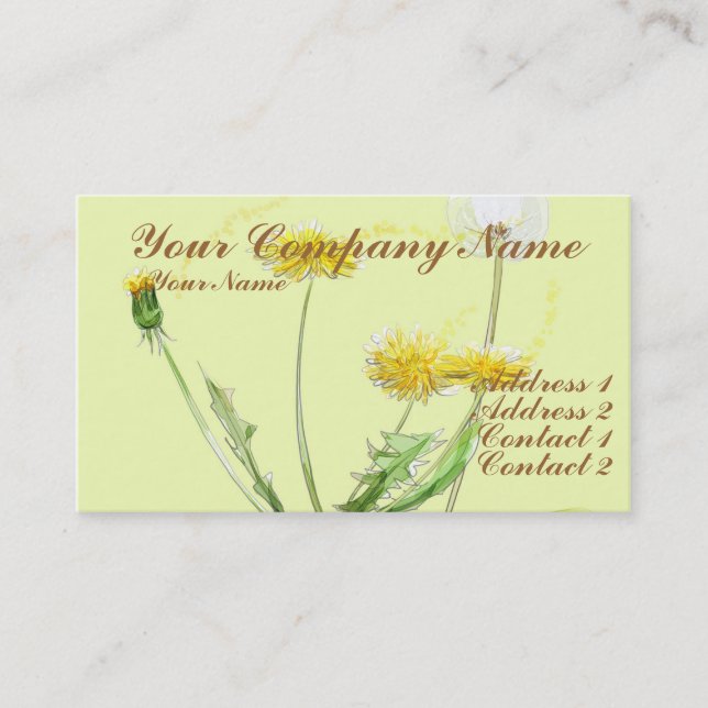 Blow Away Dandelion Business Card (Front)
